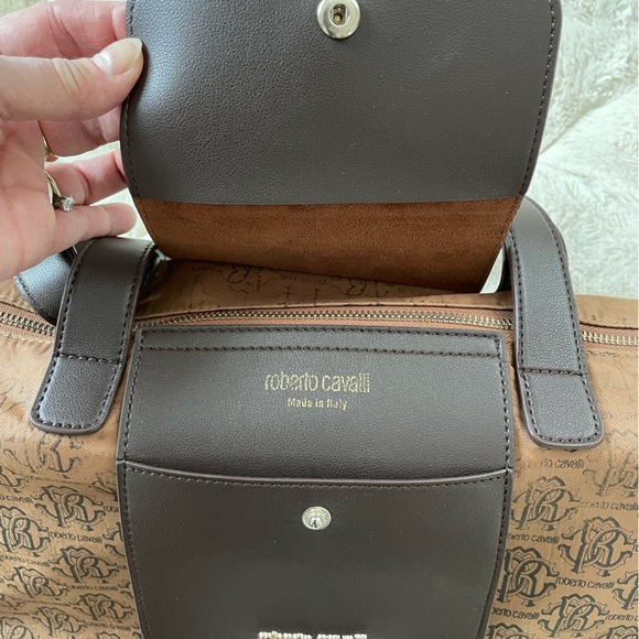 Roberto Cavalli Brown Large Nylon Luxury Designer Shopper Tote - Picture 11 of 14